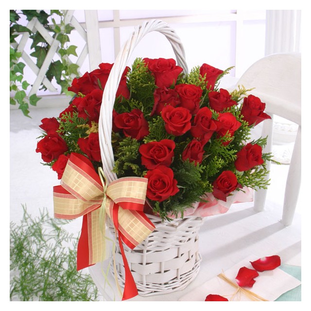 (한국) 지니 빨간 장미 꽃바구니