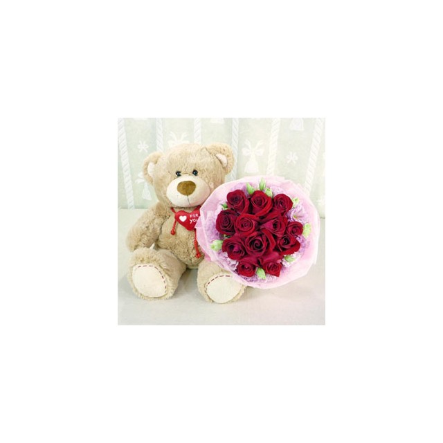 (중국) 장미 꽃다발과 Teddy bear